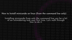 article cover for <br> How to Install miniconda on linux (from the command line only)<br>