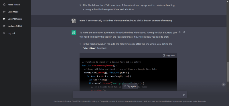 chatGPT screenshot