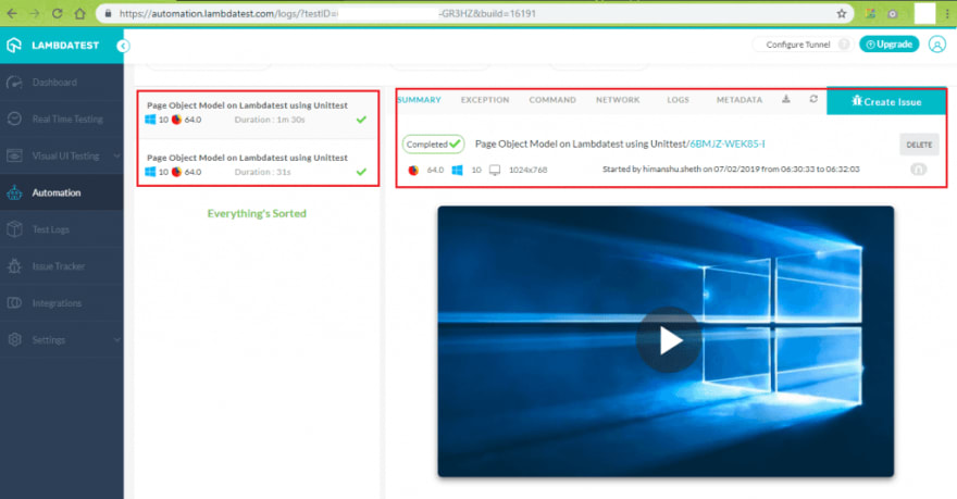 Page Object Model Lambdatest using Unittest