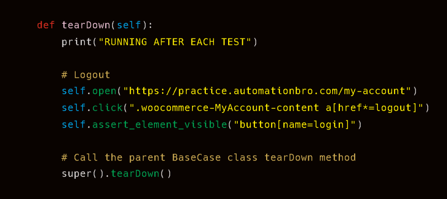 teardown code
