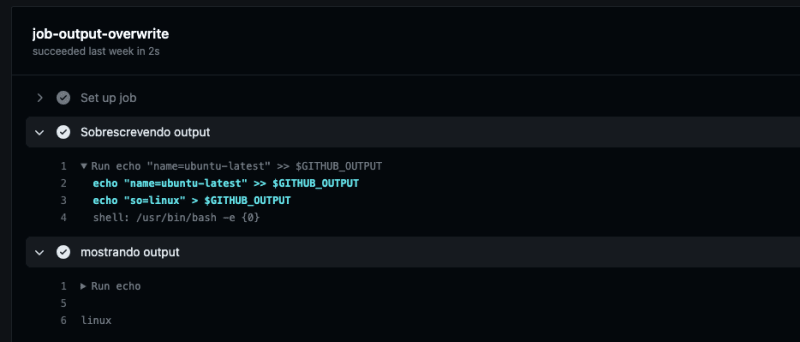 show result overwrite output
