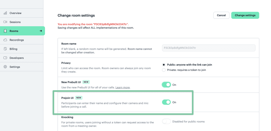 Prejoin UI setting in Daily Dashboard
