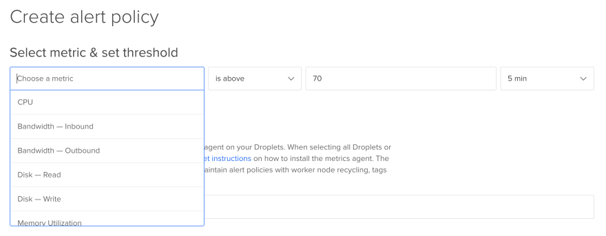 Screenshot of Digital Ocean's notification section