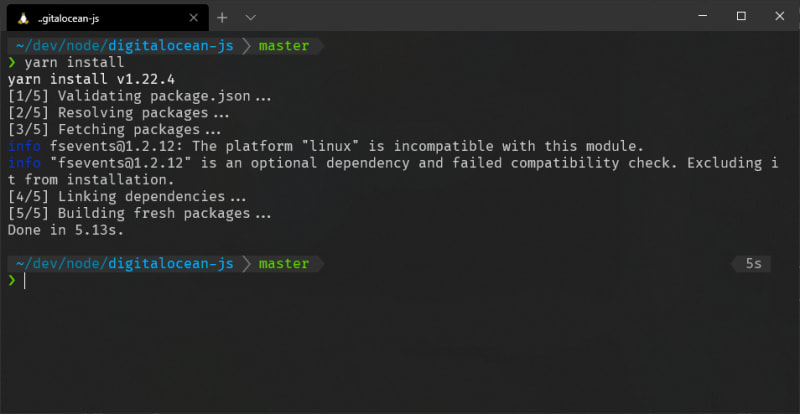 Yarn install