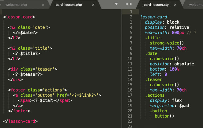 Component HTML and CSS side by side
