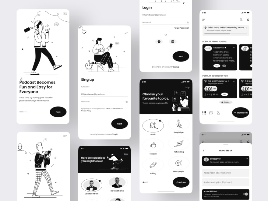 by [JrufitUX](https://dribbble.com/shots/17551000-Mobile-app-podcast)