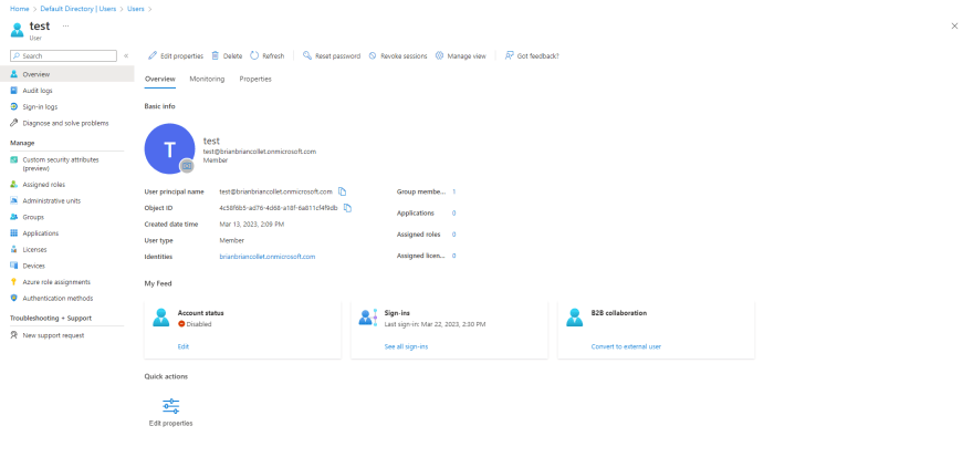 Verify the account was disabled