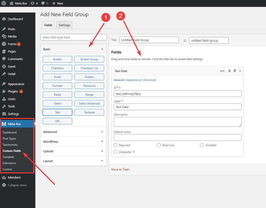 create custom fields for the Event post type