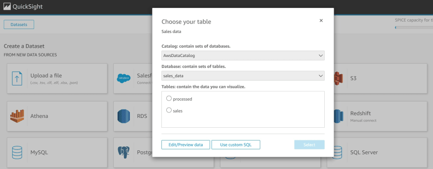 choose database table