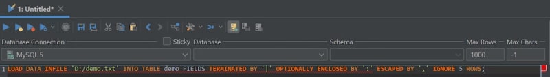 LOAD DATA INFILE in MySQL.