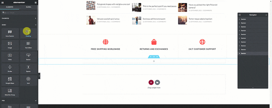 Add a widget to the homepage to create a section that contains brand information then add a Heading to style