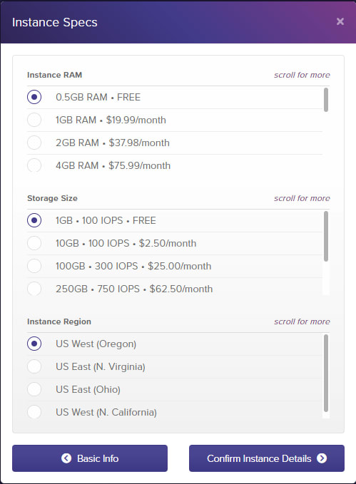 HarperDB Instance Specifications