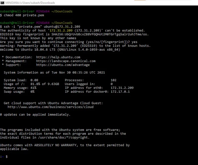 EC2 ssh connection