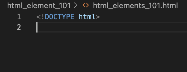 The first line of code for your HTML file