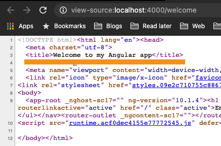 Angular Title in source code