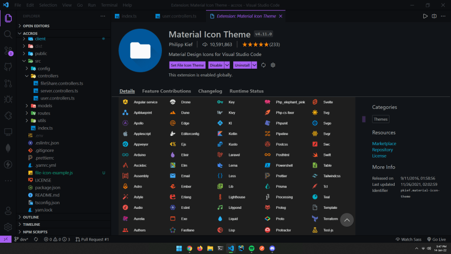 Material Icon Theme Example