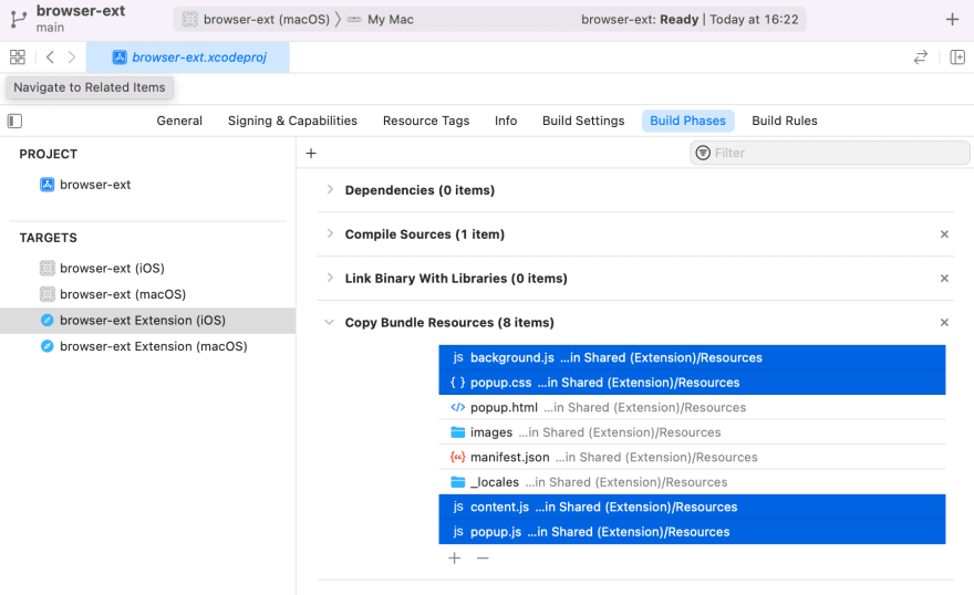 How extension resources get added to Swift app bundle by default