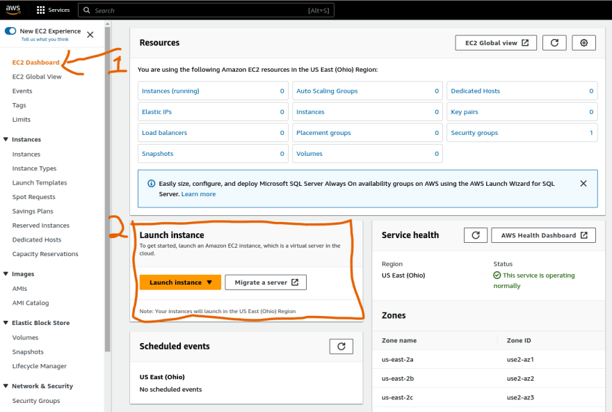 EC2 Dashboard