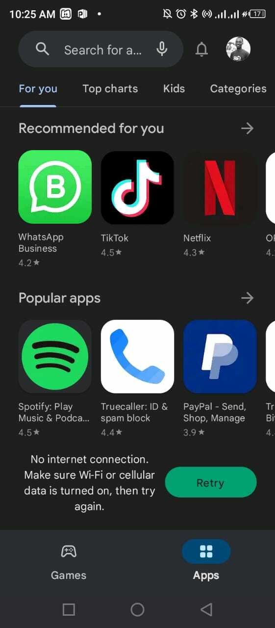 Play store Interface