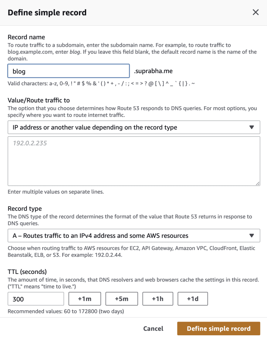 IP address in aws Tab