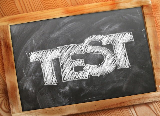 A chalkboard with the word test written in all caps