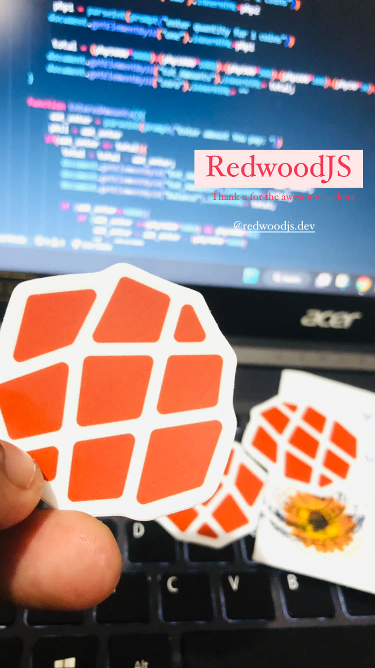 My RedwoodJS stickers 