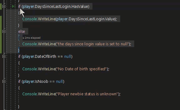 Example of moving text in the Visual Studio editor