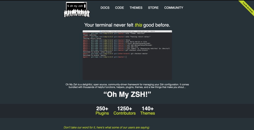 Oh My Zsh Screenshot