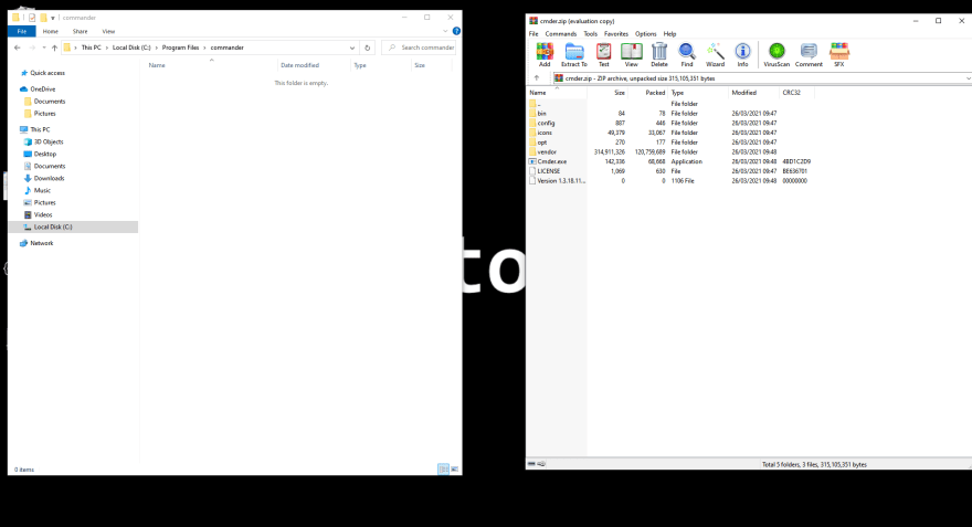 open folder side by side
