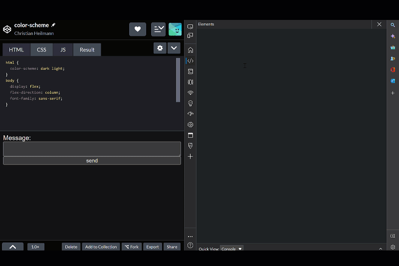 Emulating different modes in browser developer tools