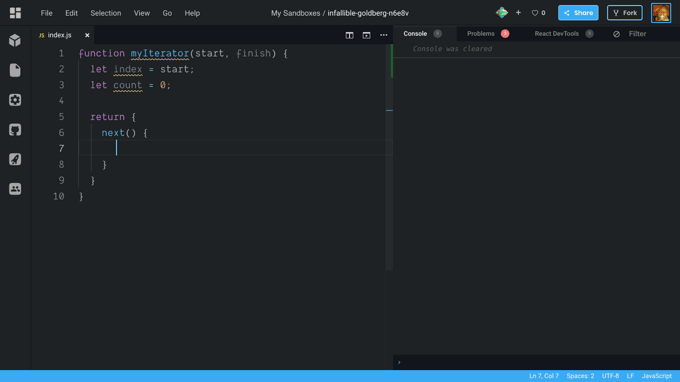 code sample of a custom iterator