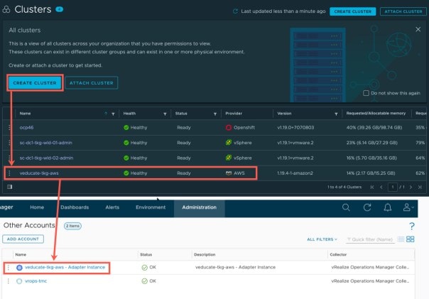 vROps TMC Integration - Provisioned cluster auto discovered