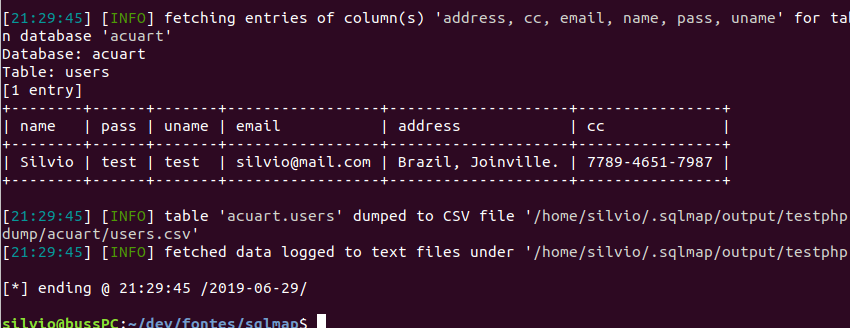 sql injection tool get cc cvv address