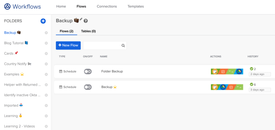 Using emojis in folder and flow names