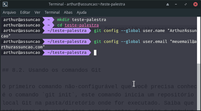 Git - Comandos de configuração de usuário