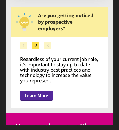 Mobile view of nudges