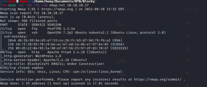 Writeup: HackTheBox Blocky - Without Metasploit (OSCP Prep) - DEV