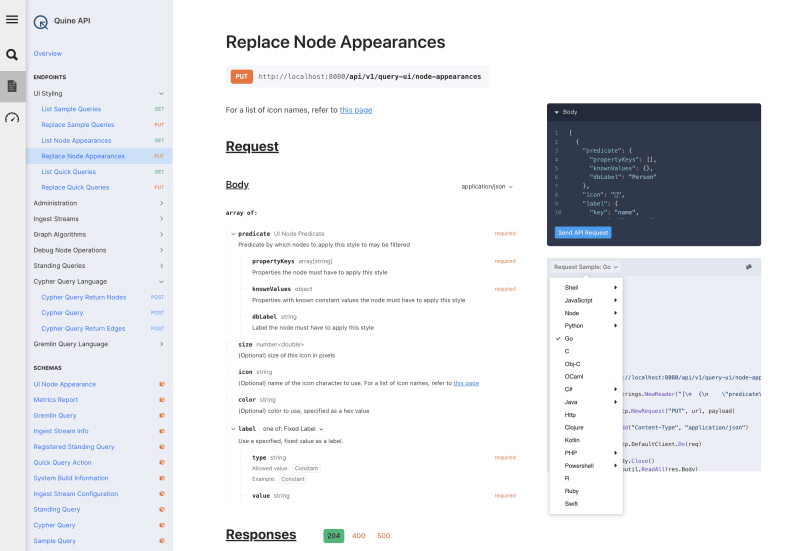 Quine Interactive API Docs