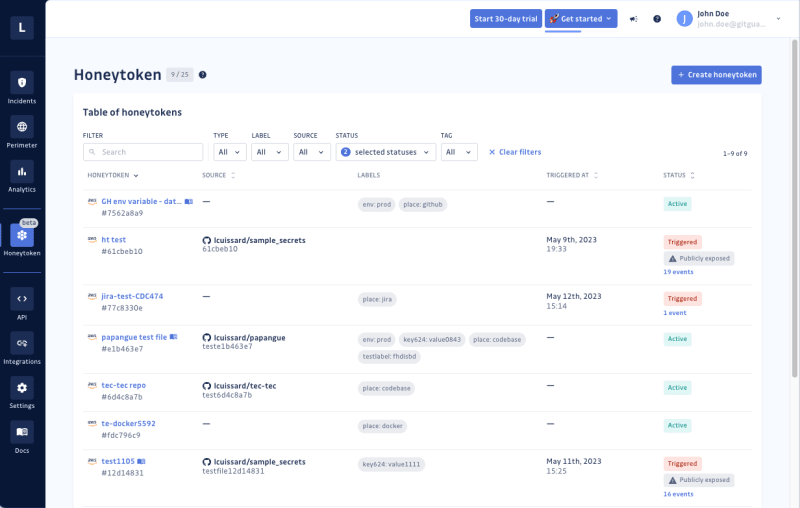 The GitGuardian Honeytoken Dashboard