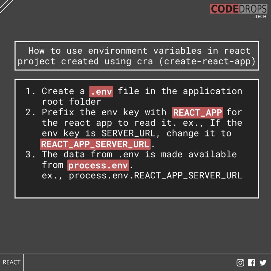 How to pass environment variable into react apps created ...