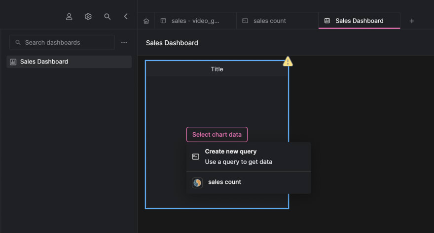 Arctype dashboard chart select chart data