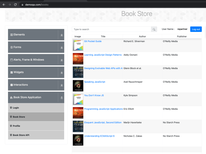 Books from bookstore app