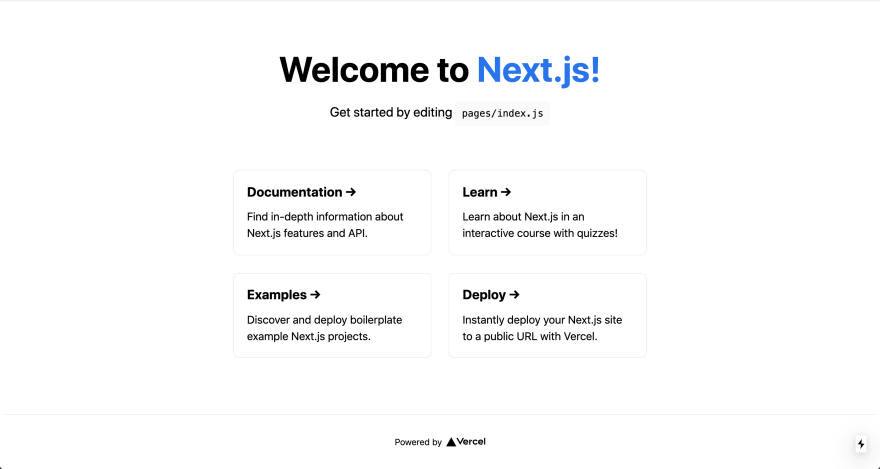 Starter page from NextJs