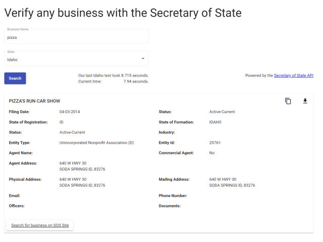 Cobalt Intelligence verify a business in Idaho