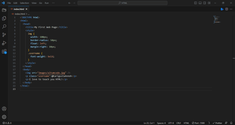 Prettier has formatted the code on VS Code