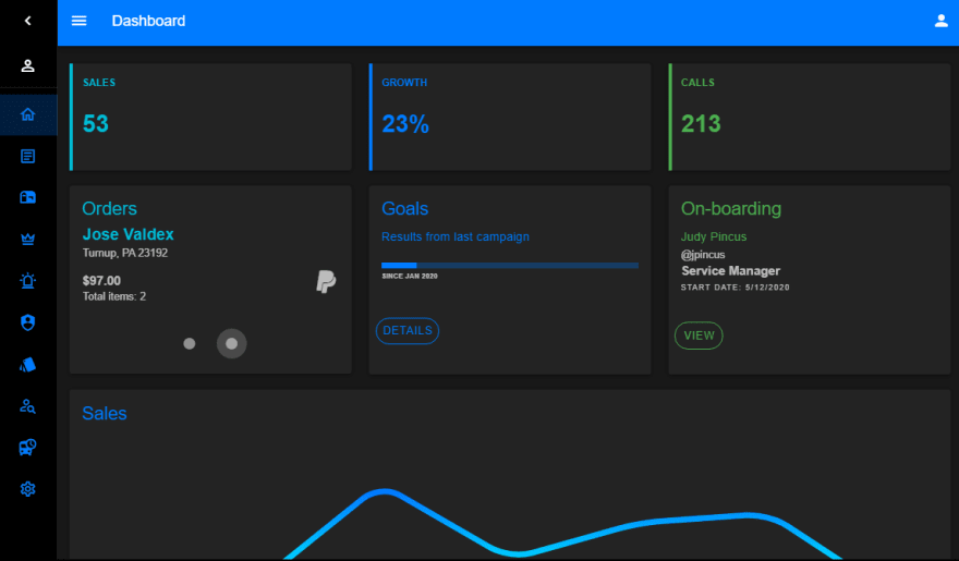 Vuetify Dashboard Template