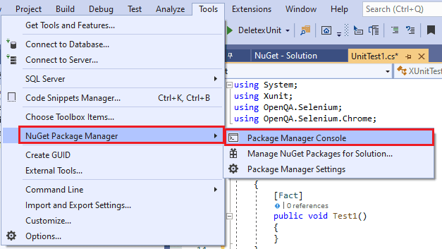 NuGet Package Manager Console