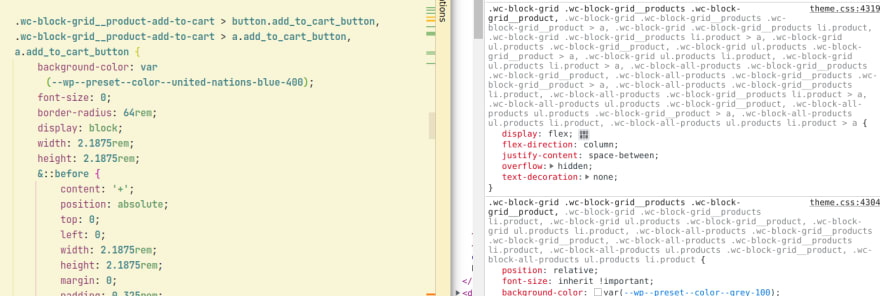 Screenshot of bloated SCSS selectors