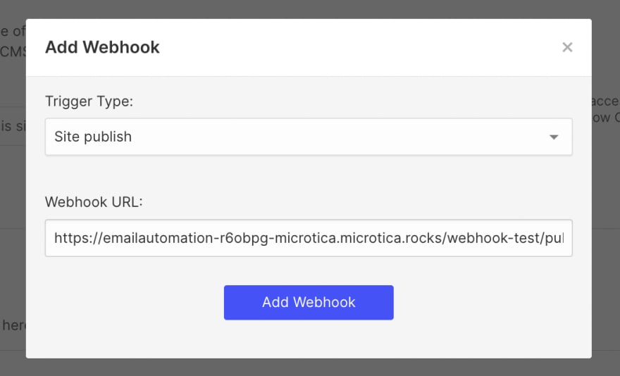 Connect the webhook