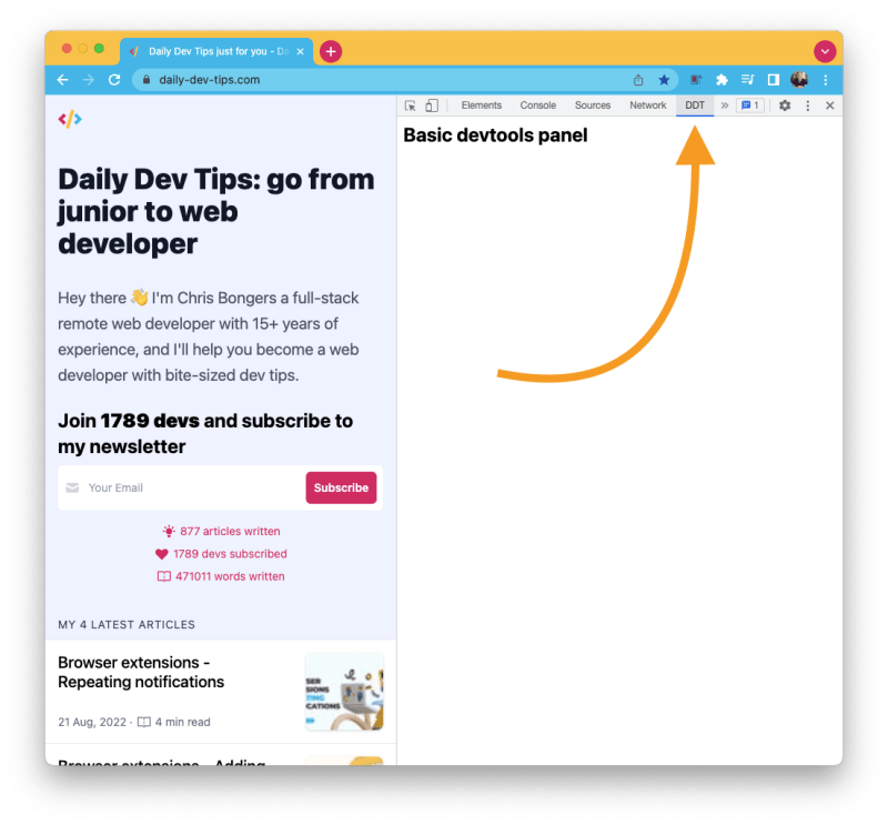 Browser extensions -  DevTools extension